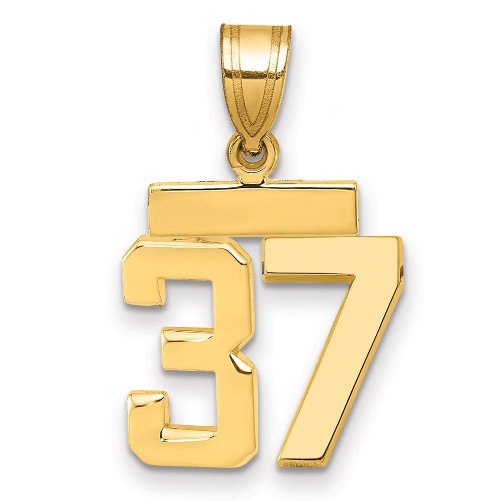 14k Small Polished Number 37 Charm, 1.49 g