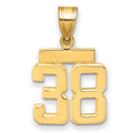 14k Small Polished Number 38 Charm, 1.71 g
