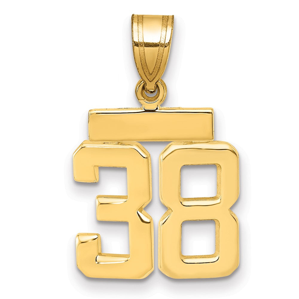 14k Small Polished Number 38 Charm, 1.71 g