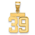 14k Small Polished Number 39 Charm, 1.74 g