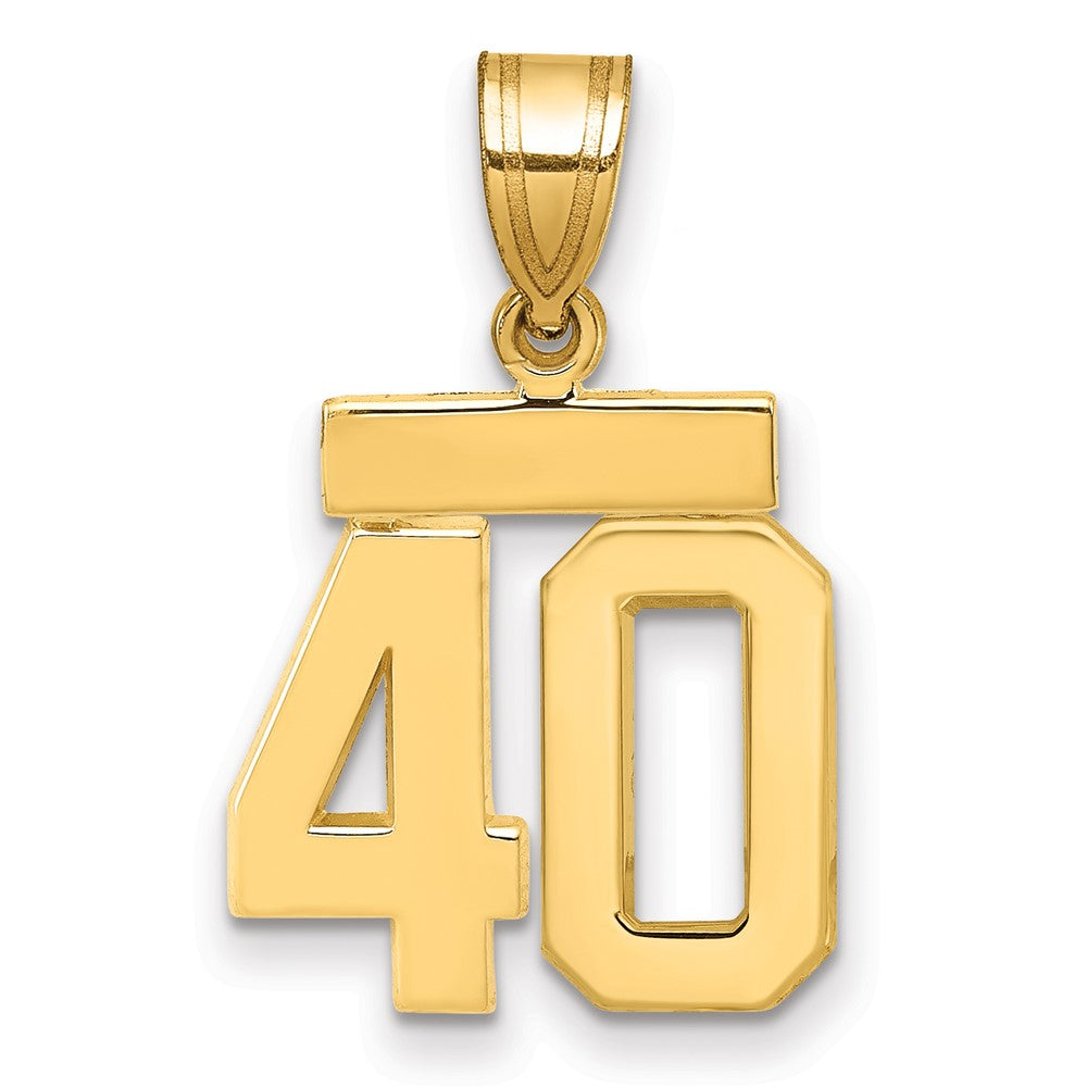 14k Small Polished Number 40 Charm, 1.61 g