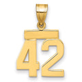 14k Small Polished Number 42 Charm, 1.54 g