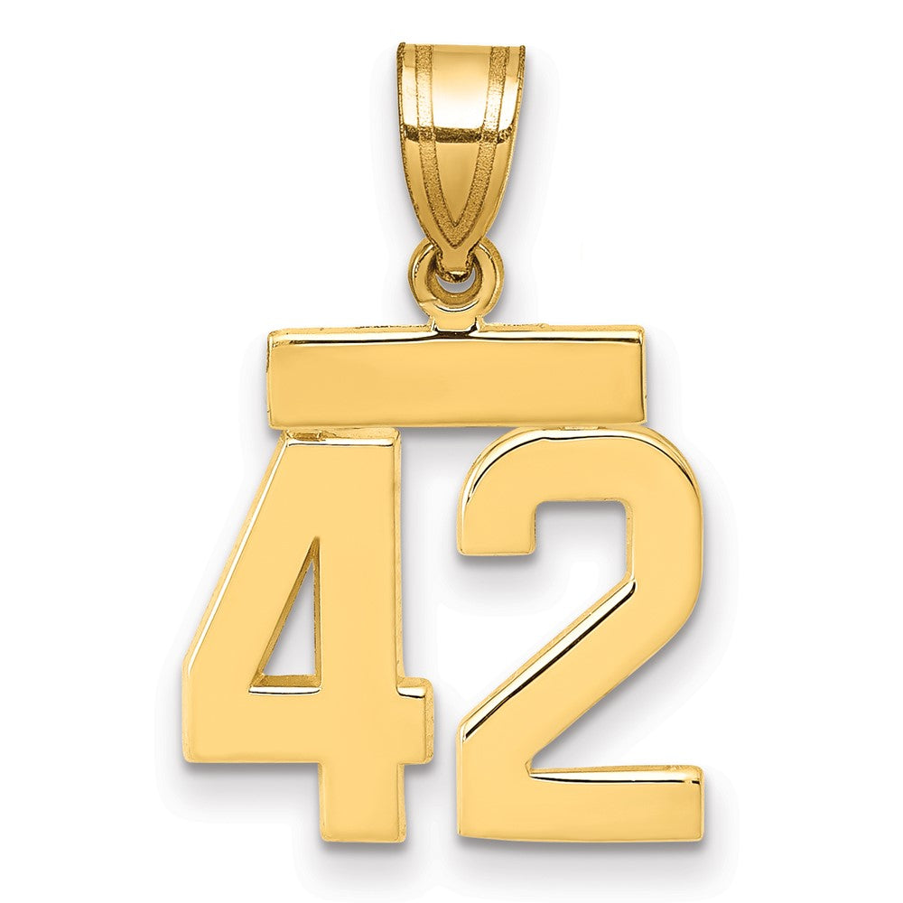 14k Small Polished Number 42 Charm, 1.54 g