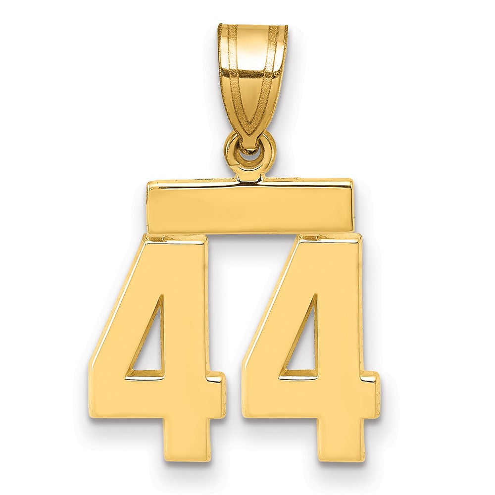 14k Small Polished Number 44 Charm, 1.58 g
