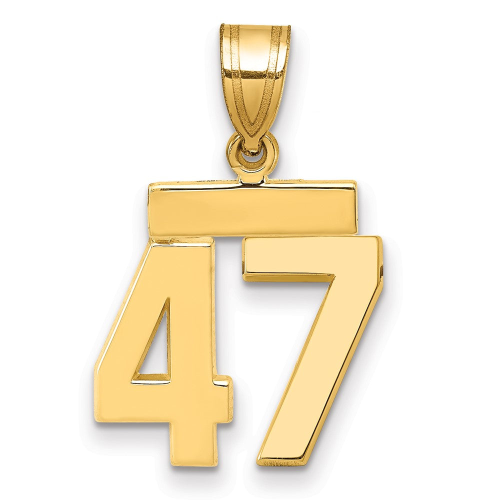 14k Small Polished Number 47 Charm, 1.47 g