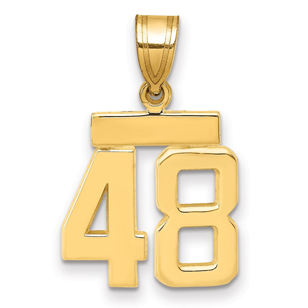 14k Small Polished Number 48 Charm, 1.69 g