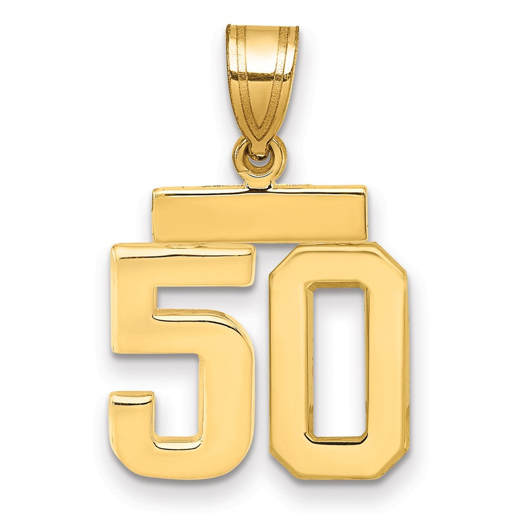14k Small Polished Number 50 Charm, 1.68 g