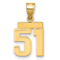 14k Small Polished Number 51 Charm, 1.49 g