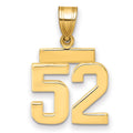 14k Small Polished Number 52 Charm, 1.61 g