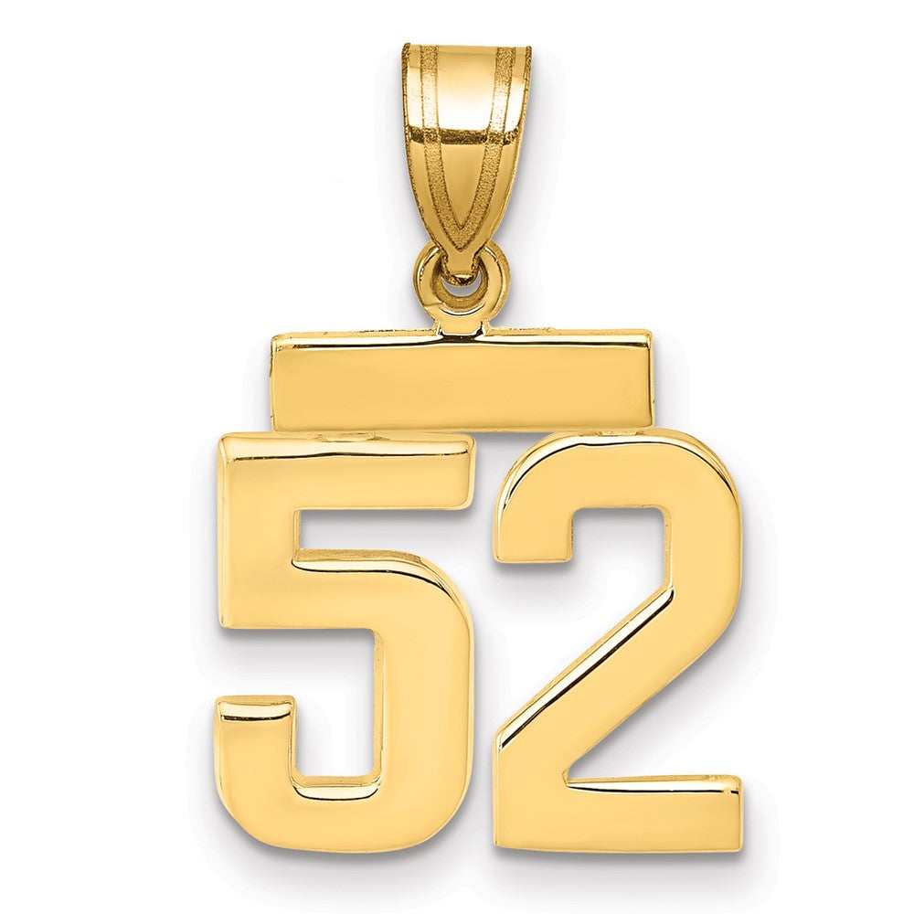 14k Small Polished Number 52 Charm, 1.61 g