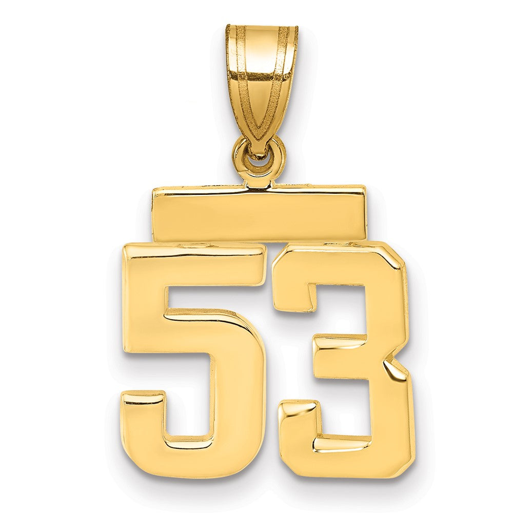 14k Small Polished Number 53 Charm, 1.66 g