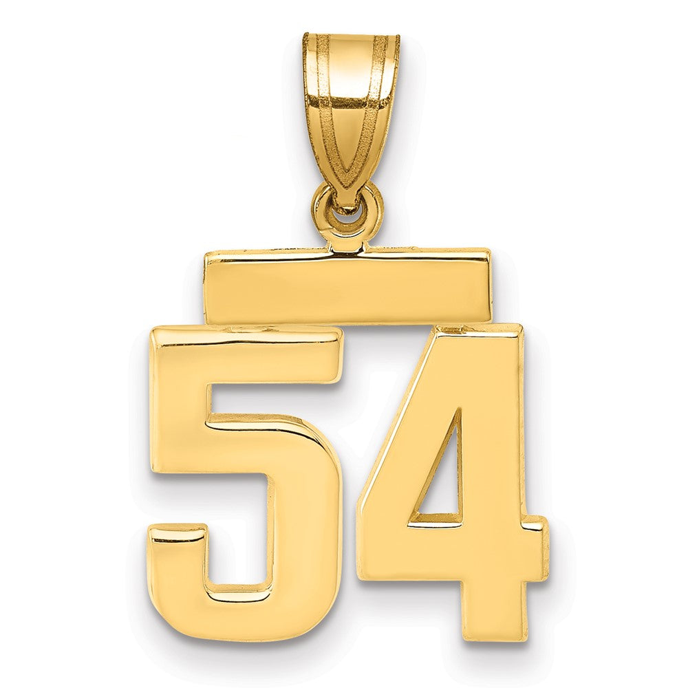 14k Small Polished Number 54 Charm, 1.64 g