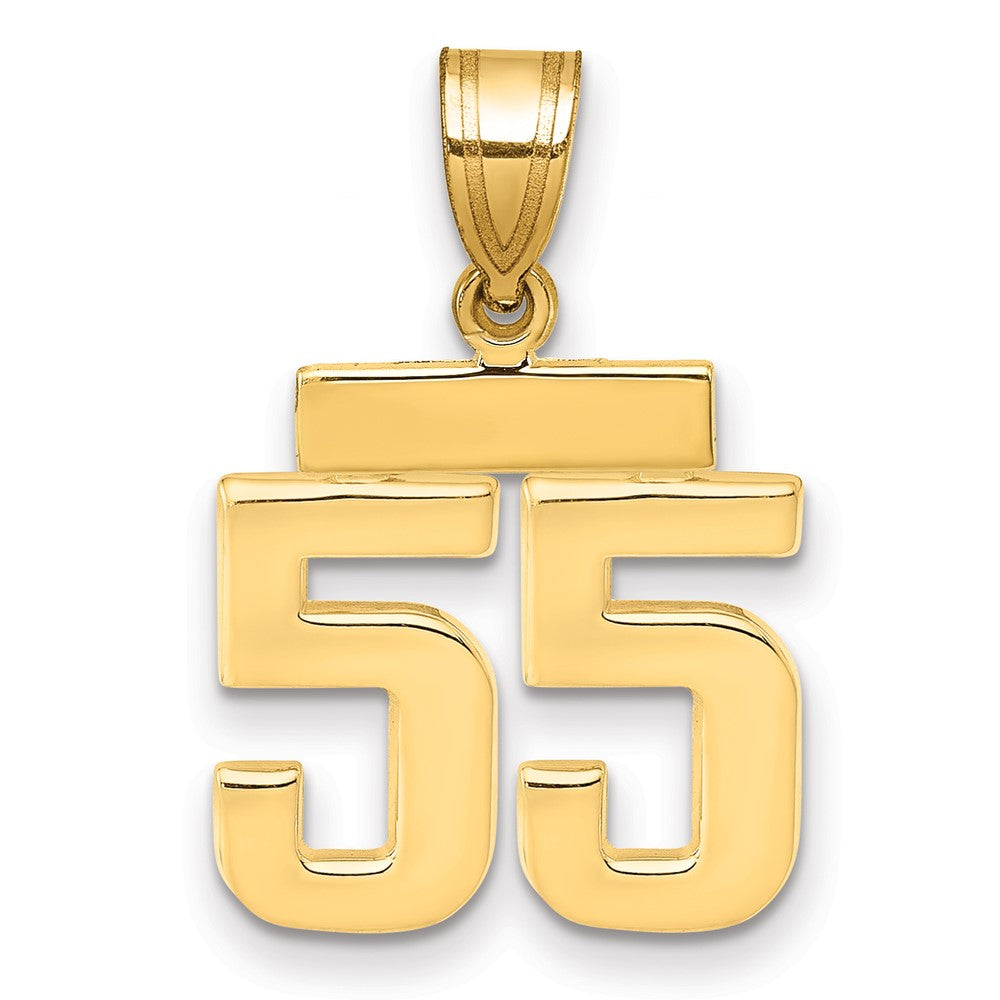 14k Small Polished Number 55 Charm, 1.71 g