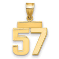 14k Small Polished Number 57 Charm, 1.54 g