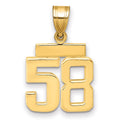 14k Small Polished Number 58 Charm, 1.76 g