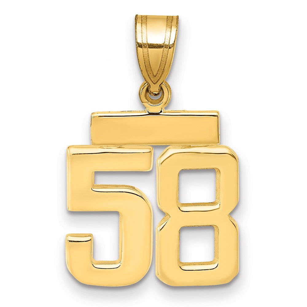 14k Small Polished Number 58 Charm, 1.76 g