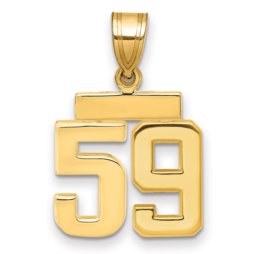 14k Small Polished Number 59 Charm, 1.78 g