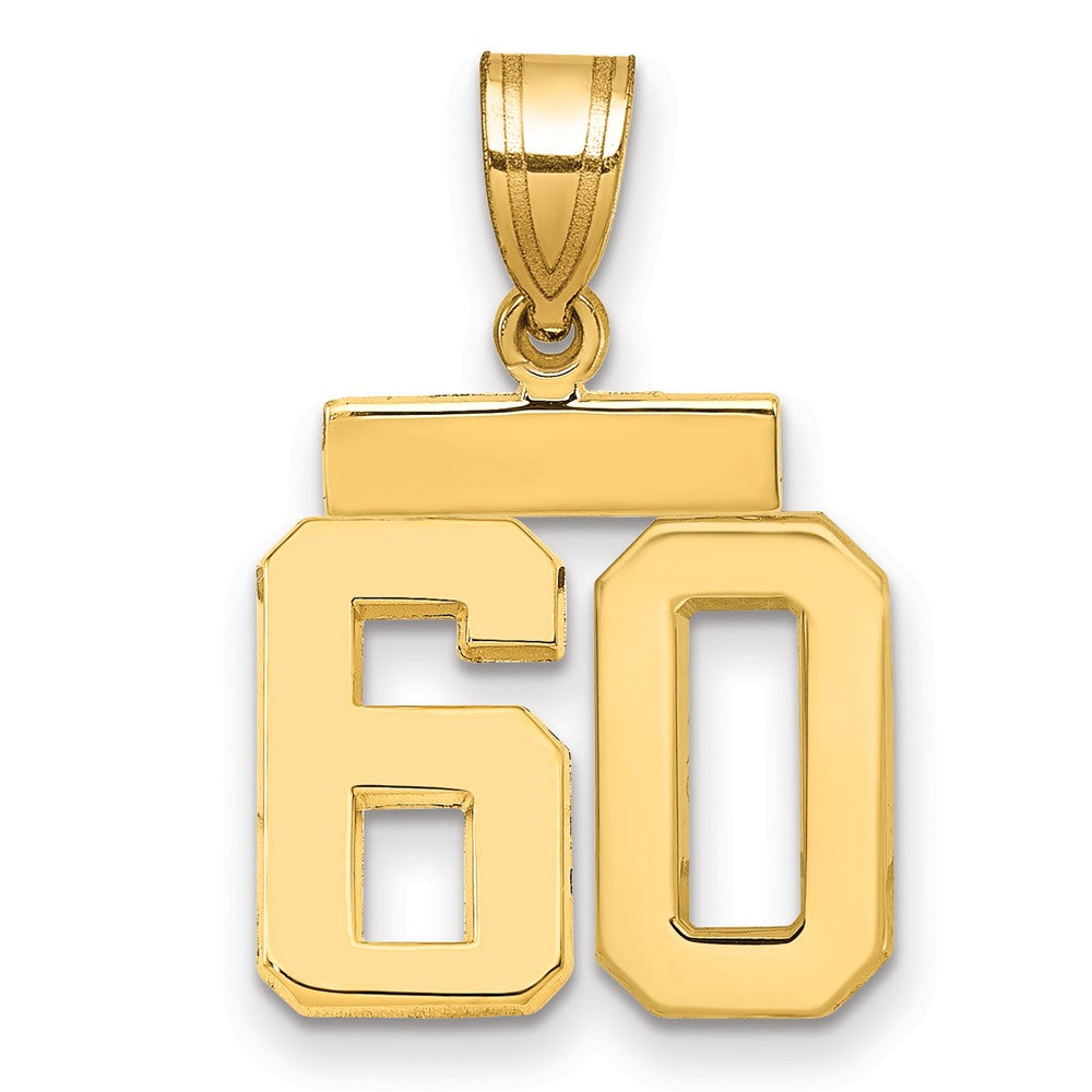 14k Small Polished Number 60 Charm, 1.75 g