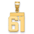 14k Small Polished Number 61 Charm, 1.57 g