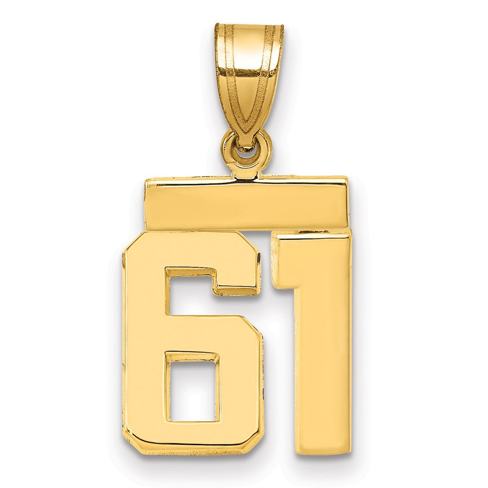 14k Small Polished Number 61 Charm, 1.57 g