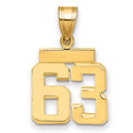 14k Small Polished Number 63 Charm, 1.74 g