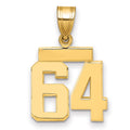 14k Small Polished Number 64 Charm, 1.71 g