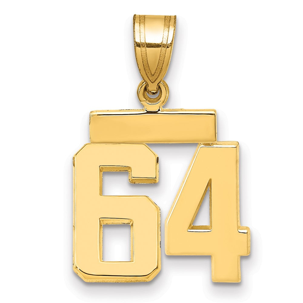 14k Small Polished Number 64 Charm, 1.71 g