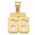 14k Small Polished Number 66 Charm, 1.85 g