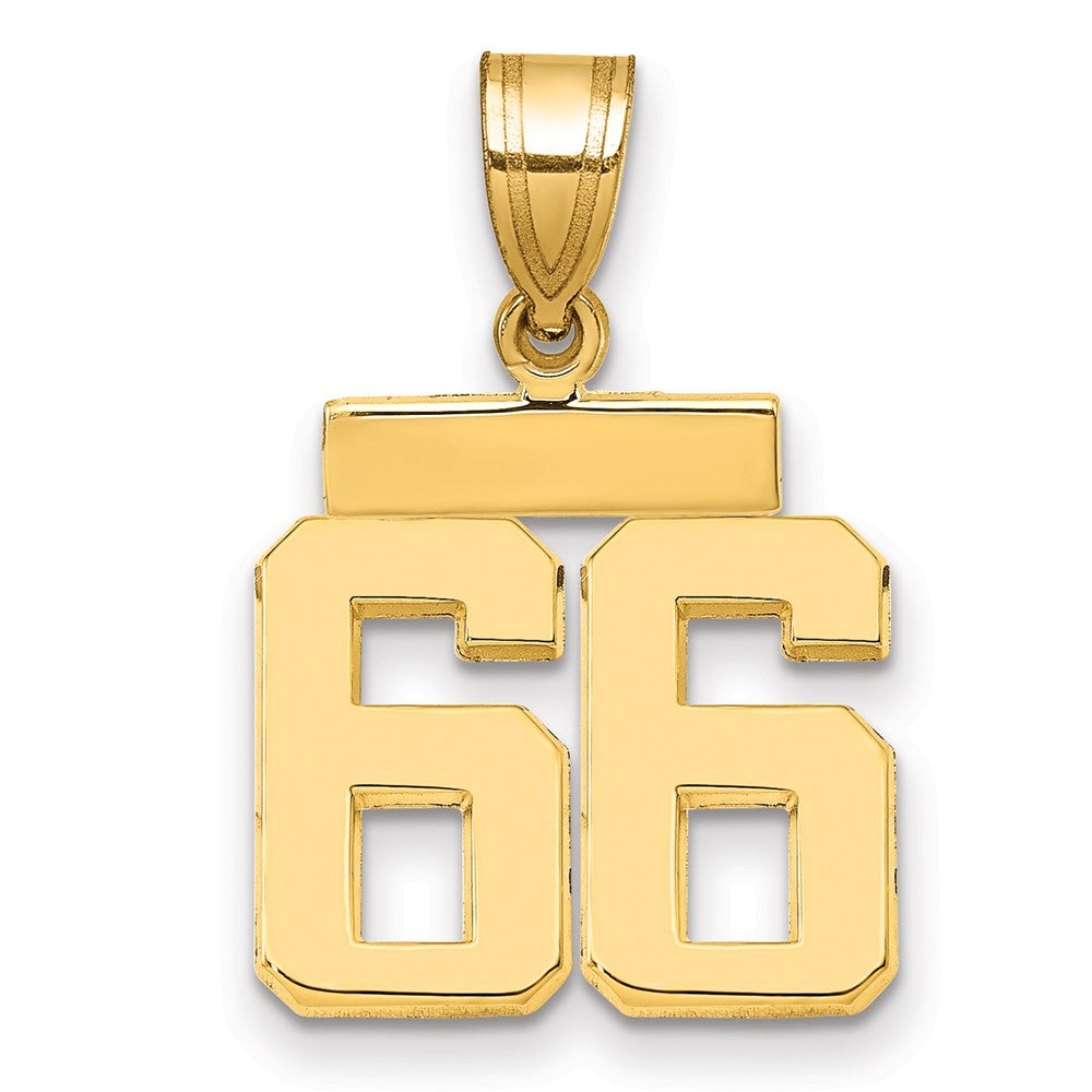 14k Small Polished Number 66 Charm, 1.85 g