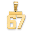 14k Small Polished Number 67 Charm, 1.61 g