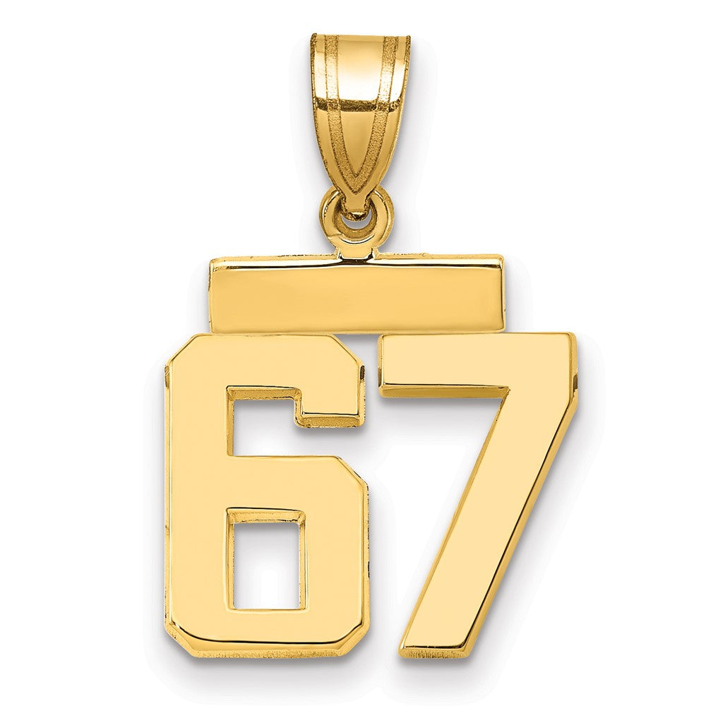 14k Small Polished Number 67 Charm, 1.61 g