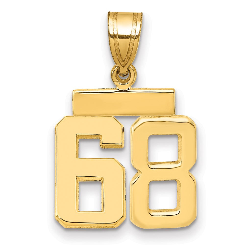 14k Small Polished Number 68 Charm, 1.82 g