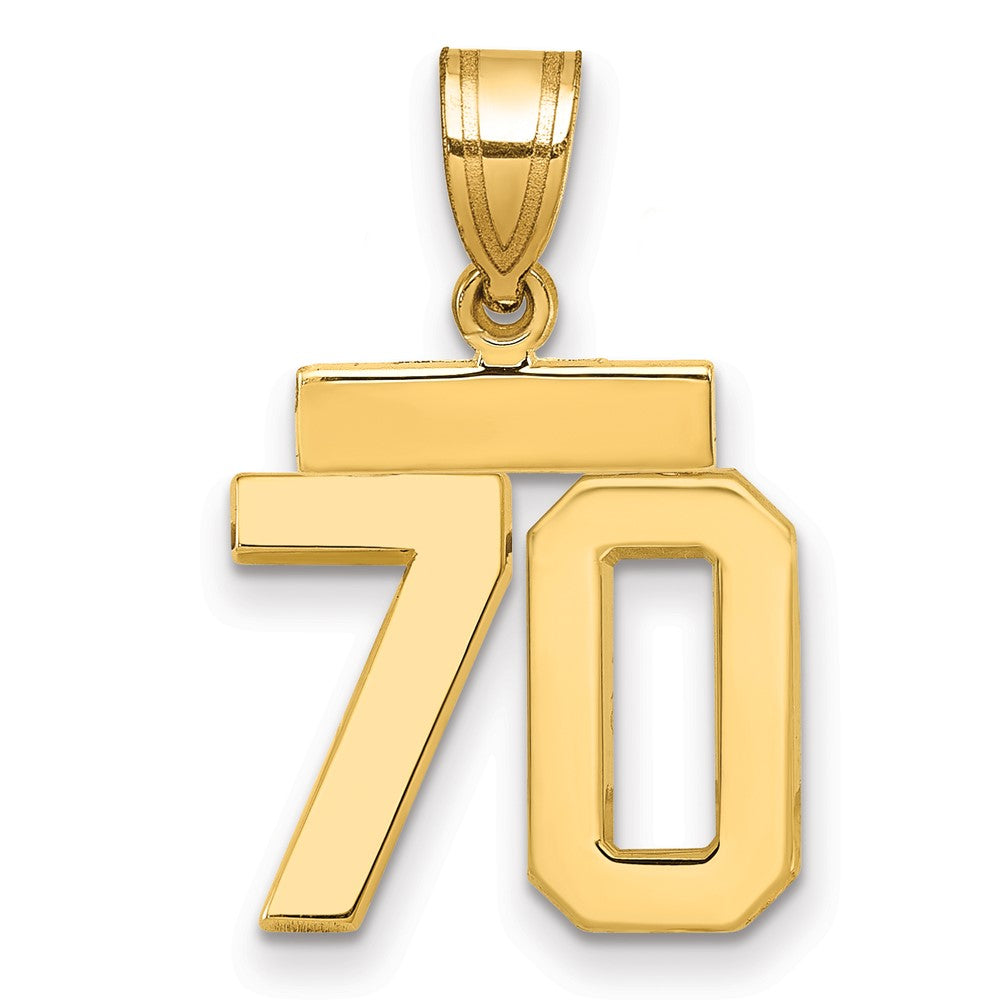 14k Small Polished Number 70 Charm, 1.5 g
