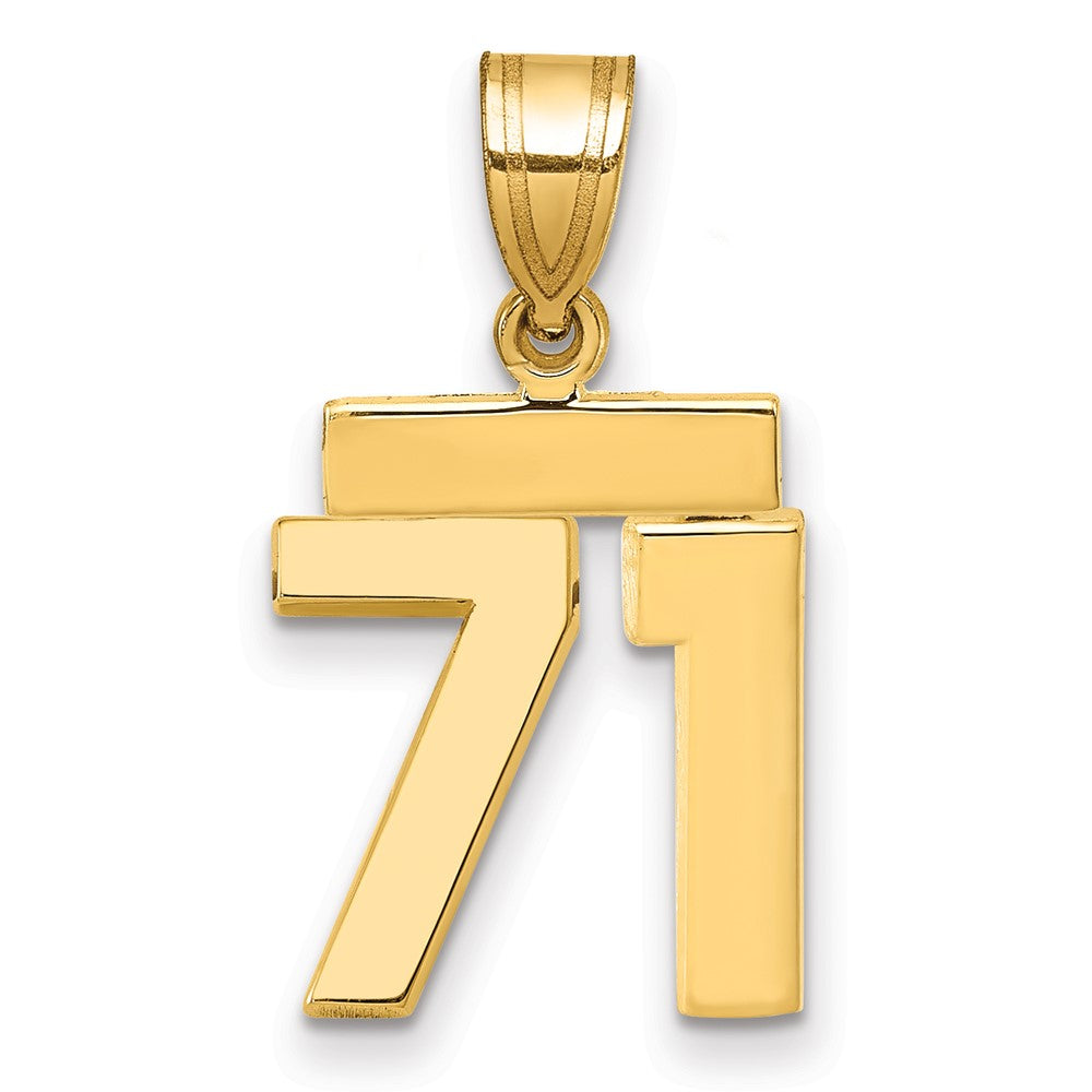 14k Small Polished Number 71 Charm, 1.32 g