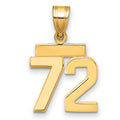 14k Small Polished Number 72 Charm, 1.43 g