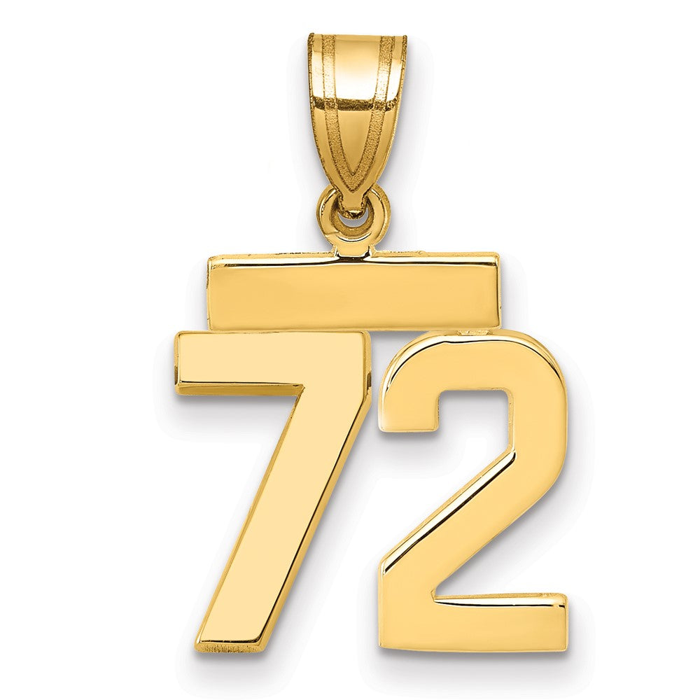 14k Small Polished Number 72 Charm, 1.43 g