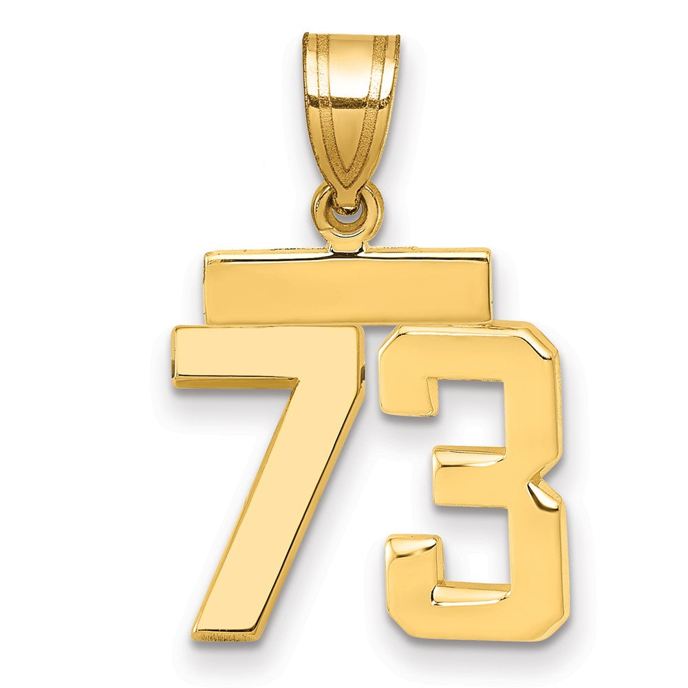 14k Small Polished Number 73 Charm, 1.49 g