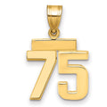 14k Small Polished Number 75 Charm, 1.54 g