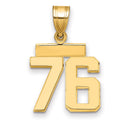 14k Small Polished Number 76 Charm, 1.61 g