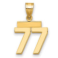 14k Small Polished Number 77 Charm, 1.37 g