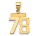 14k Small Polished Number 78 Charm, 1.59 g