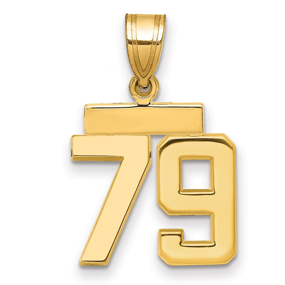 14k Small Polished Number 79 Charm, 1.61 g