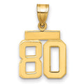 14k Small Polished Number 80 Charm, 1.72 g