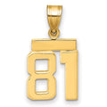 14k Small Polished Number 81 Charm, 1.54 g