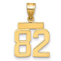 14k Small Polished Number 82 Charm, 1.65 g