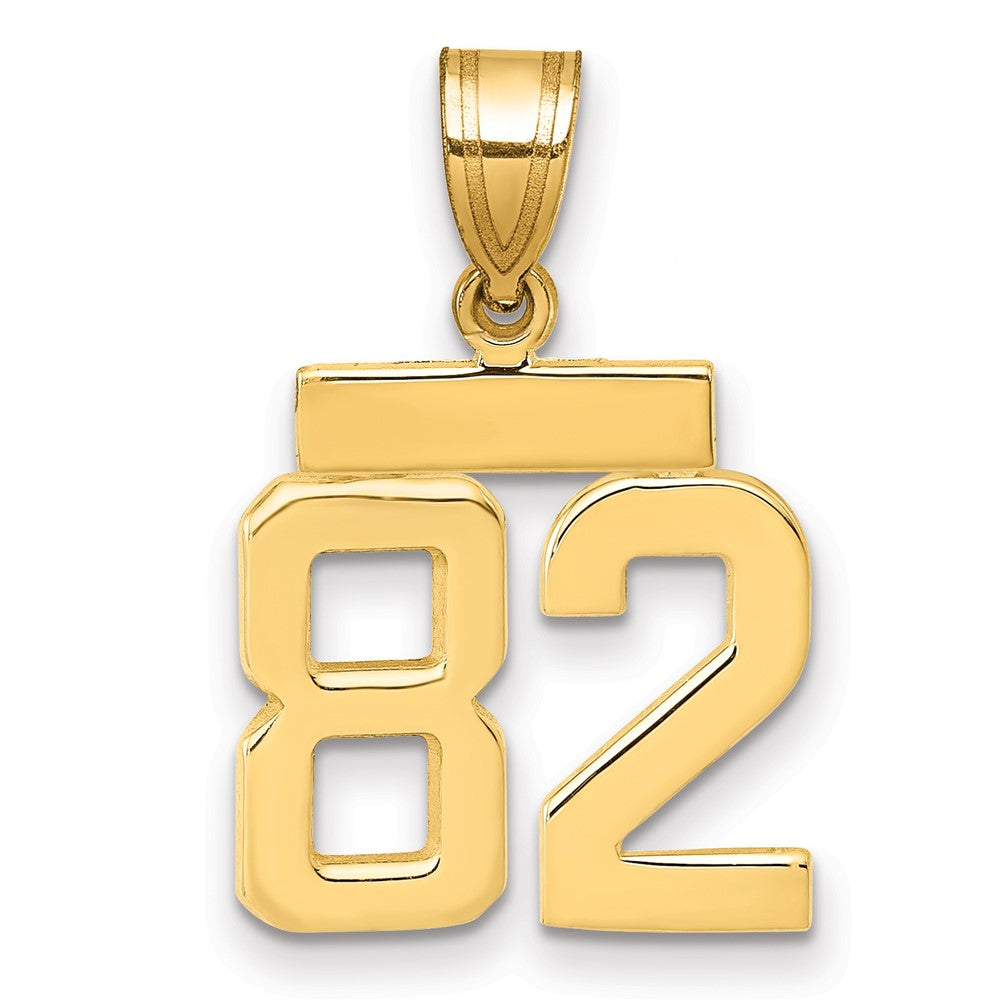 14k Small Polished Number 82 Charm, 1.65 g
