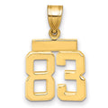 14k Small Polished Number 83 Charm, 1.71 g