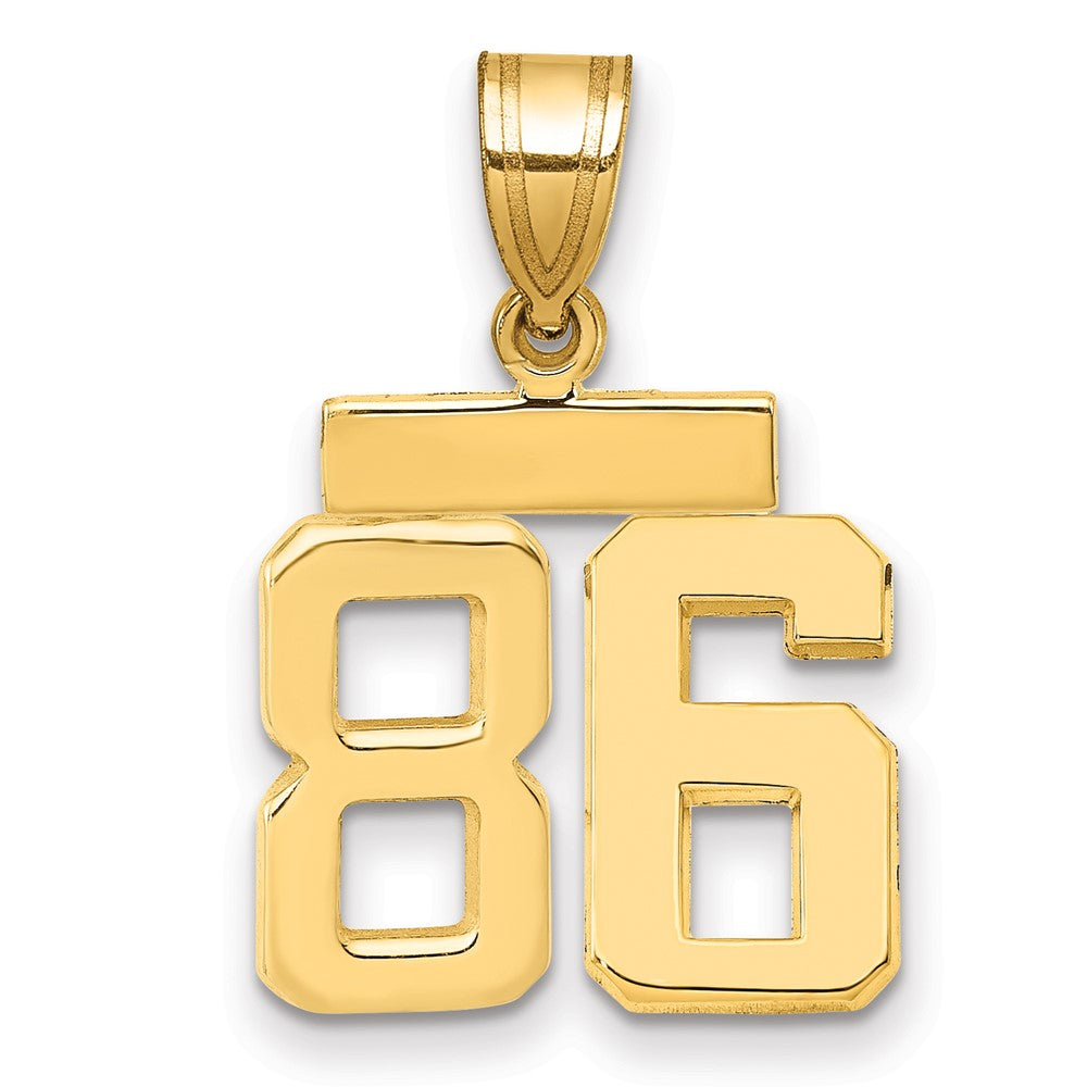 14k Small Polished Number 86 Charm, 1.82 g
