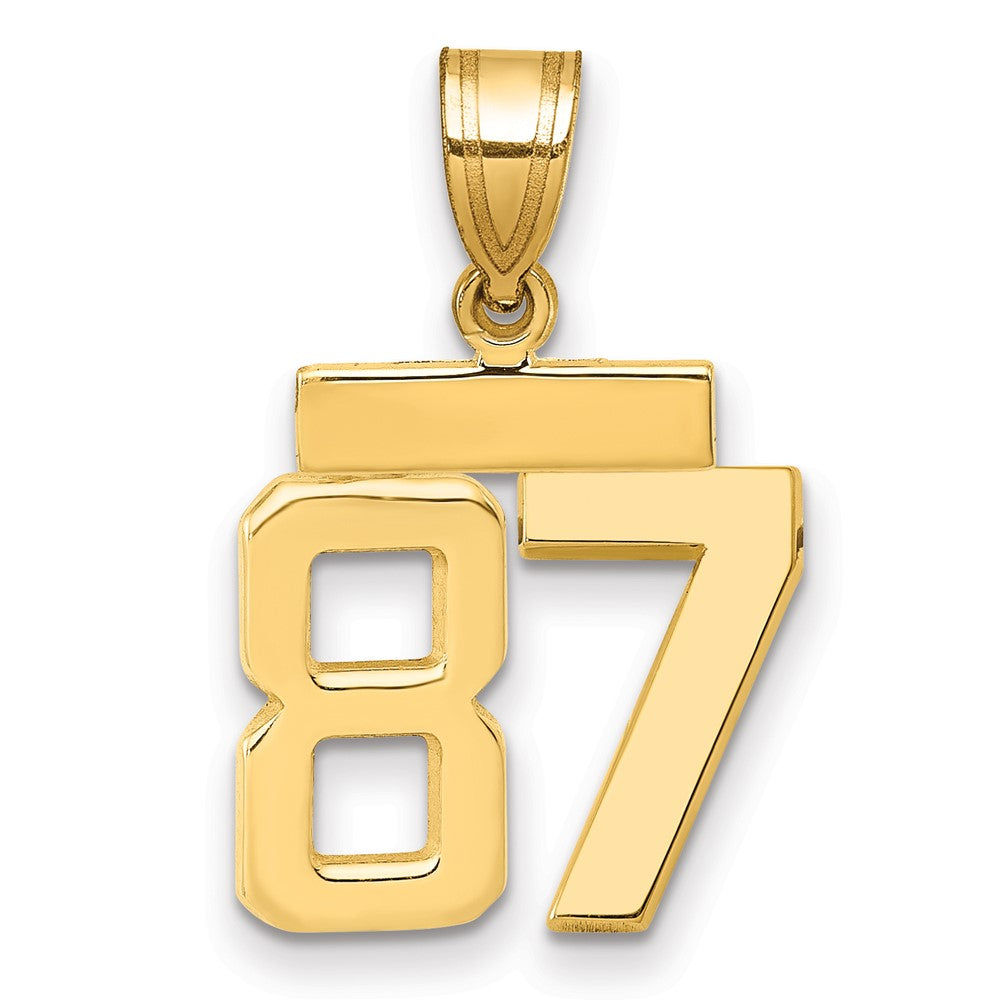 14k Small Polished Number 87 Charm, 1.59 g