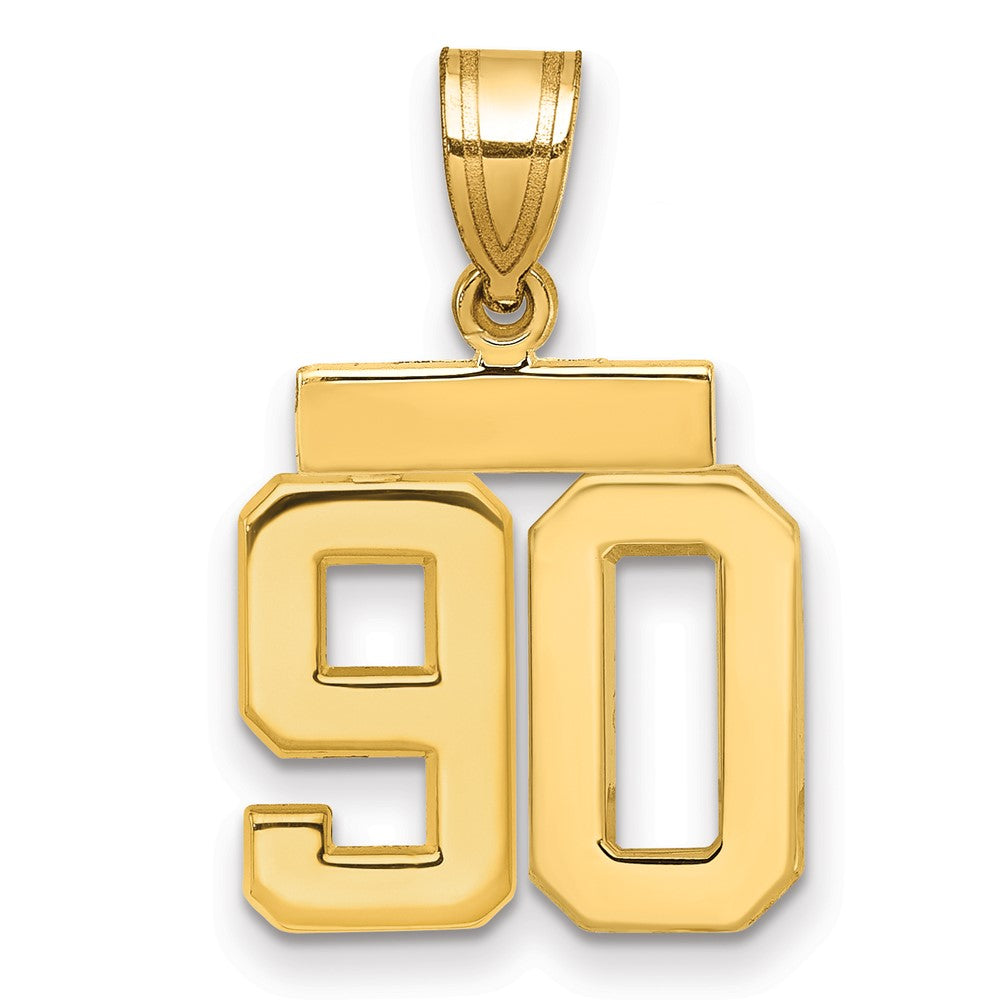 14k Small Polished Number 90 Charm, 1.75 g